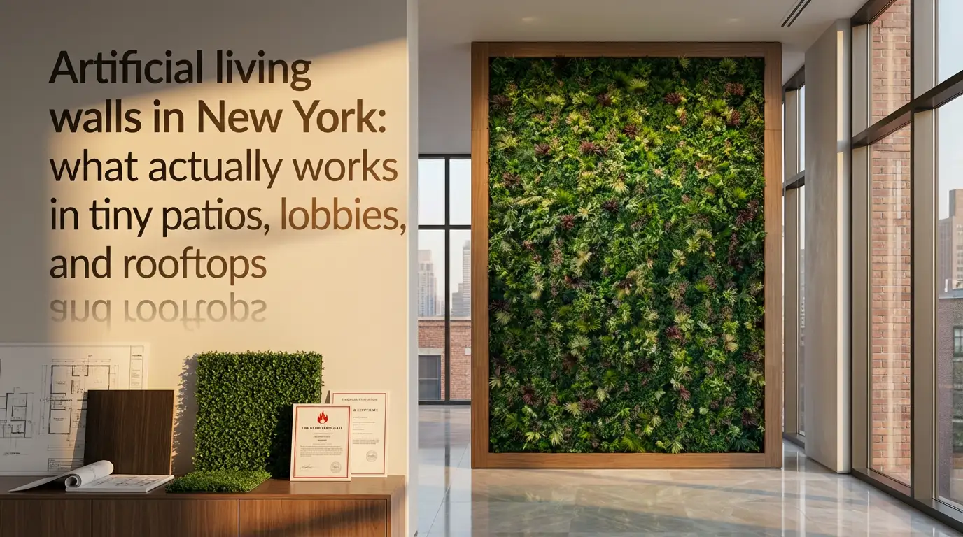 Artificial living walls in New York: what actually works in tiny patios, lobbies, and rooftops