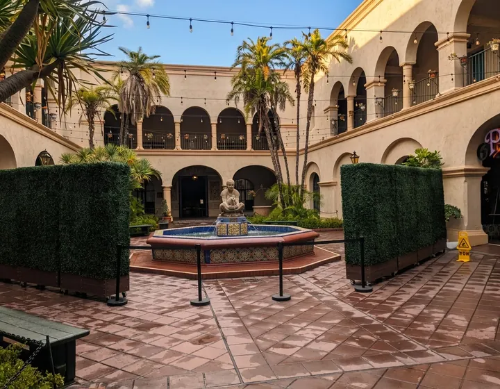 Hotel patio hedges at The Prado