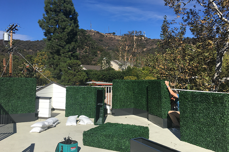 artificial boxwood hedge installation