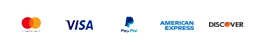 master card, visa, paypal, american express, discover